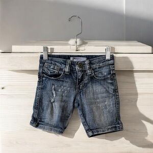 Denim Distressed Shorts Yaso Jeans Girls Embroidered Bermuda Shorts — Size 7